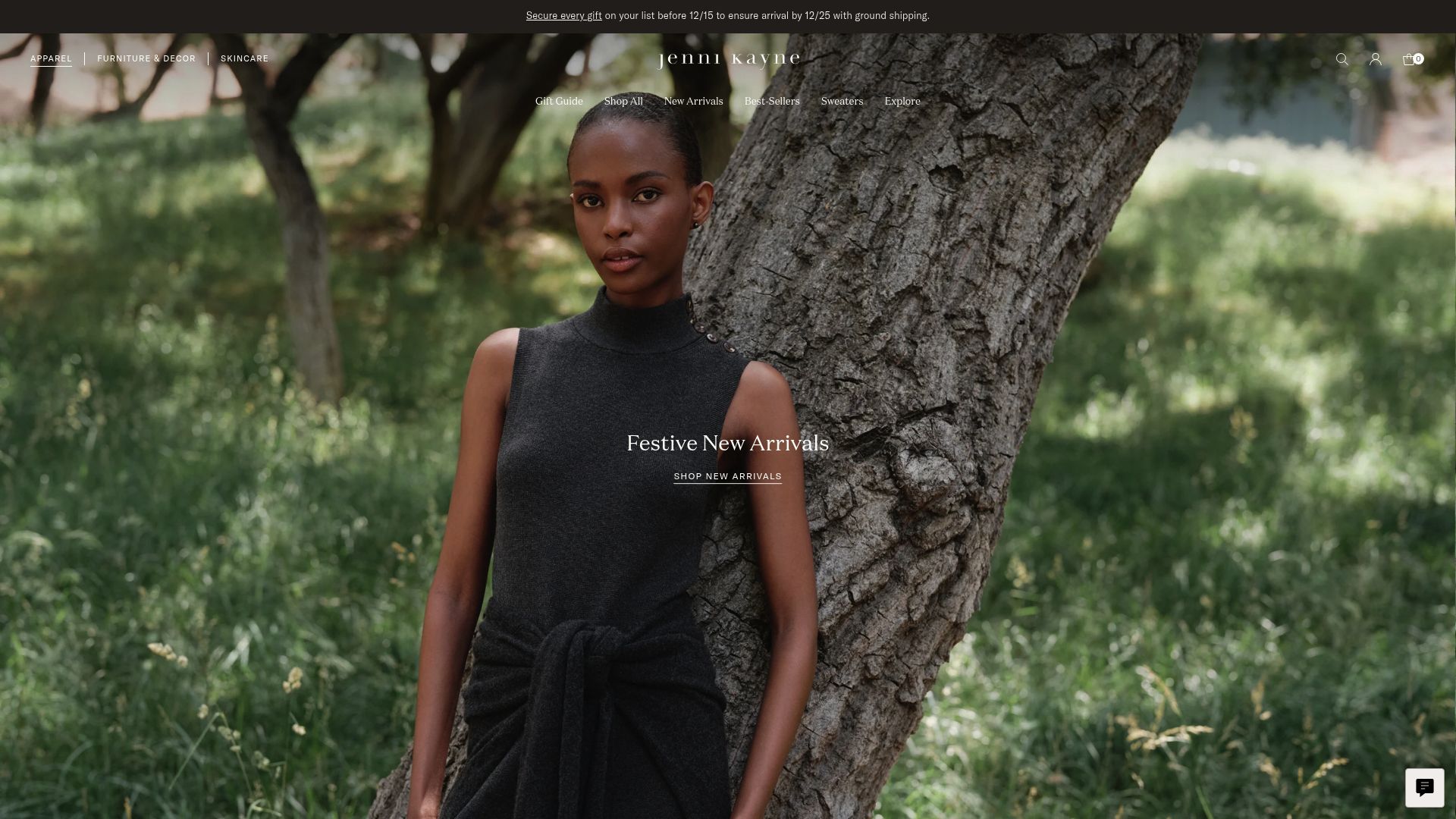 Jenni Kayne website featuring beige knitwear and minimalist home decor