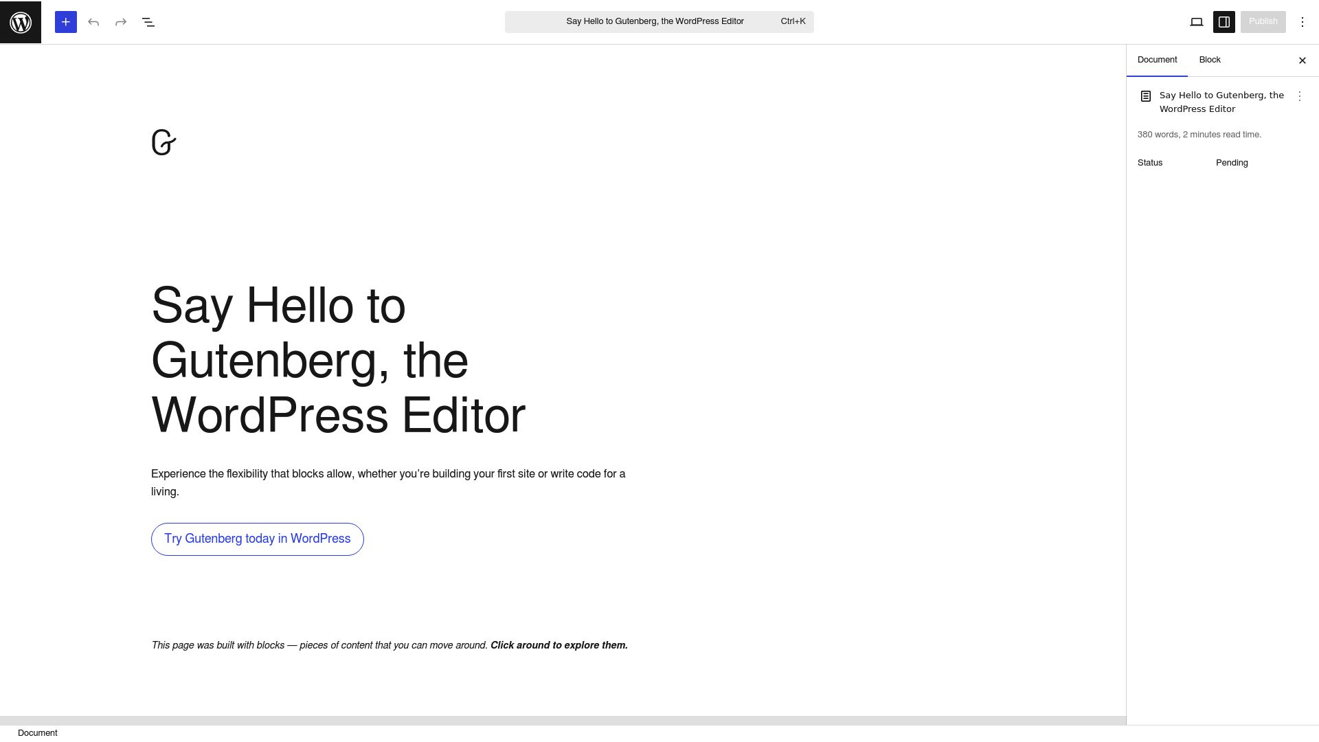 Screenshot of WordPress Gutenberg editor interface showing content blocks being arranged