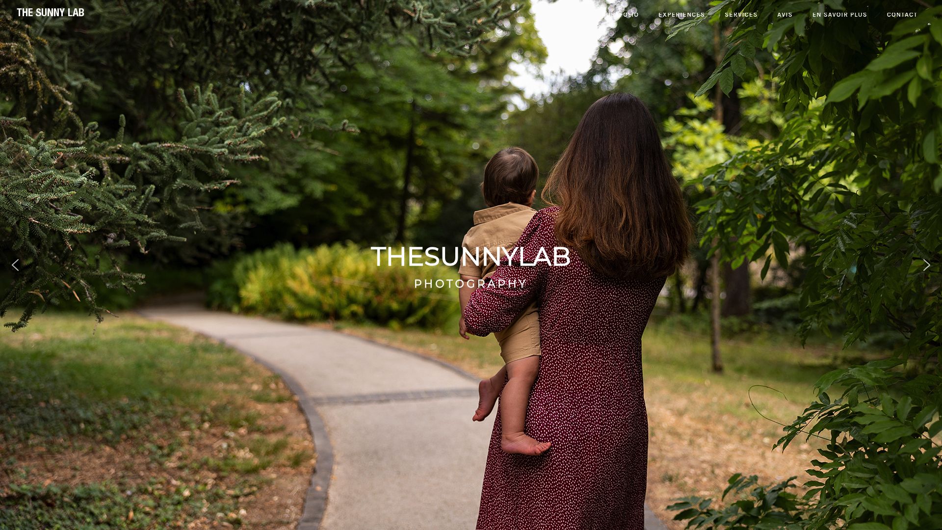 Screenshot of The Sunny Lab services page showing event photography options