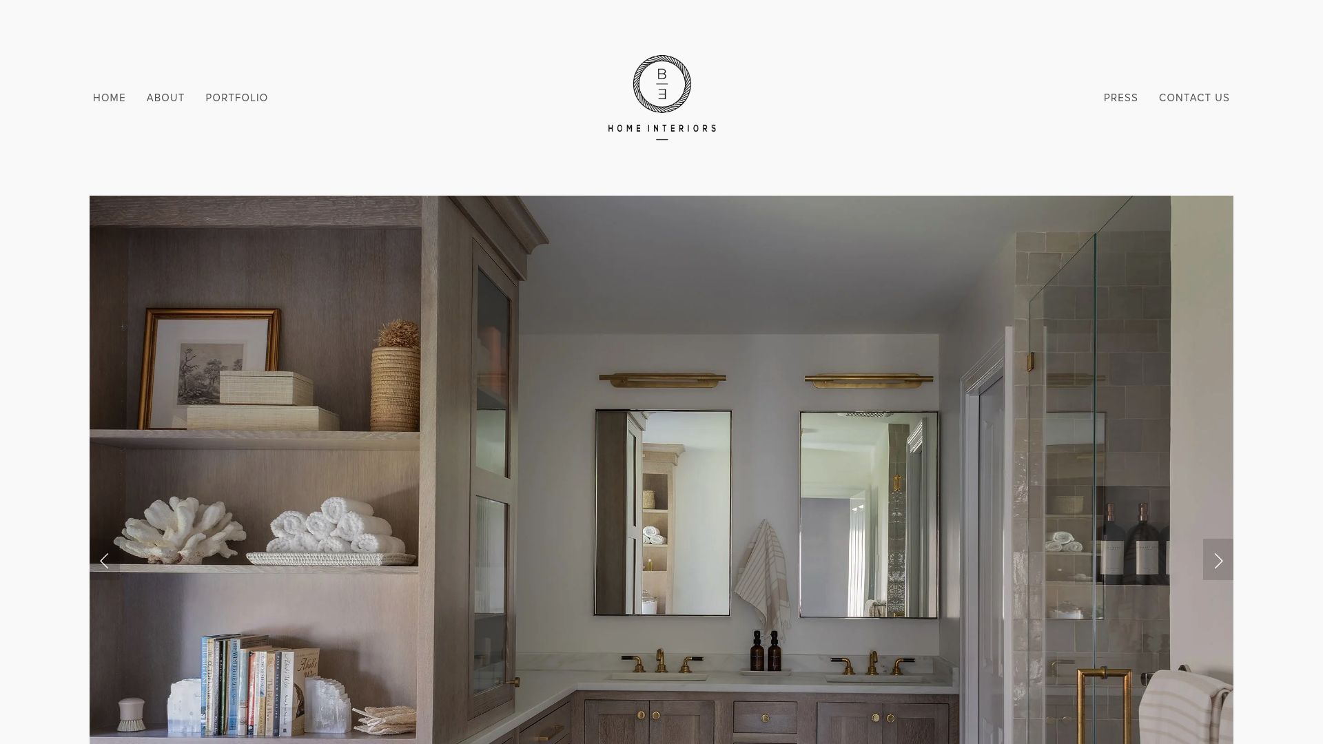 Screenshot of BeHome Interiors website showcasing a modern kitchen project