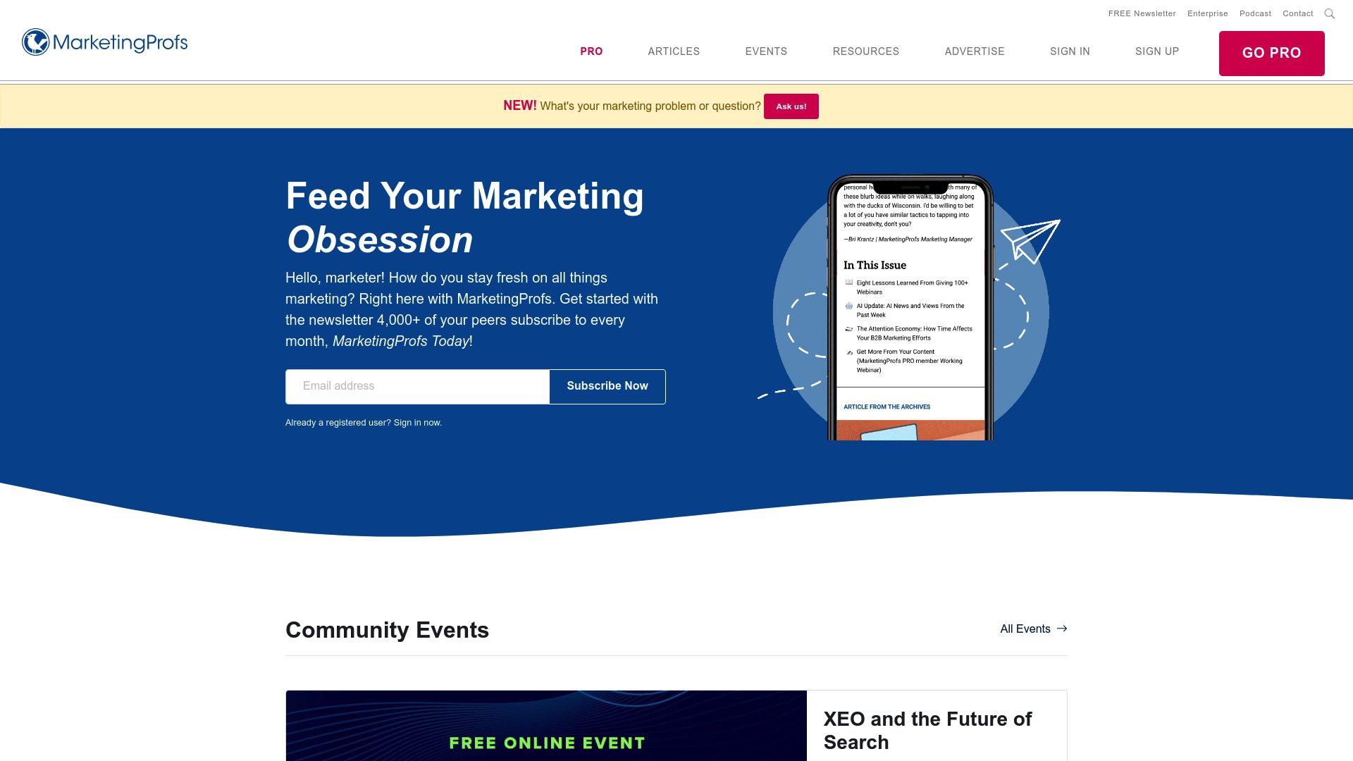 Screenshot of MarketingProfs website showing resources on measuring marketing ROI