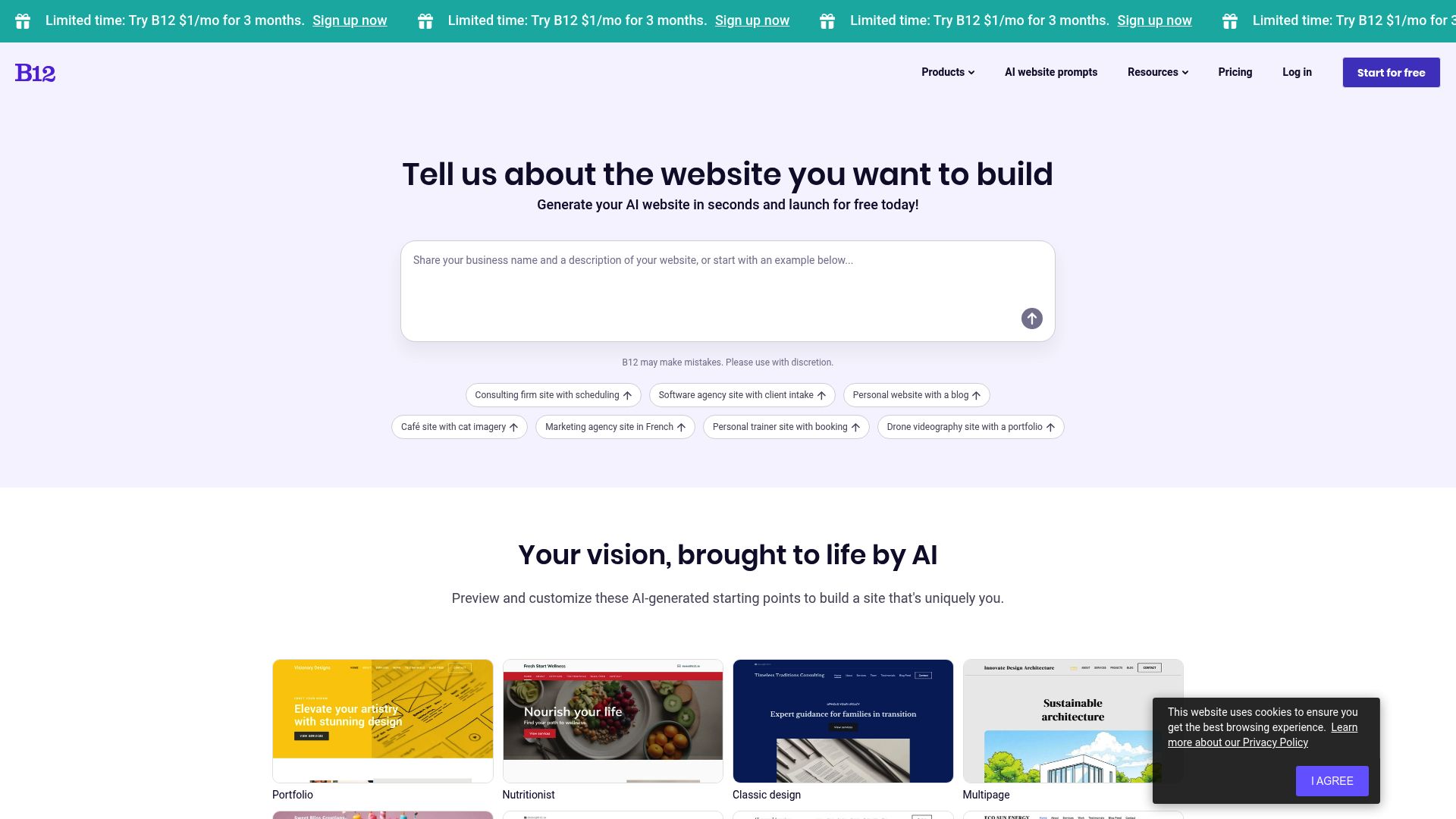 B12 website builder showcasing the client scheduling integration and dashboard