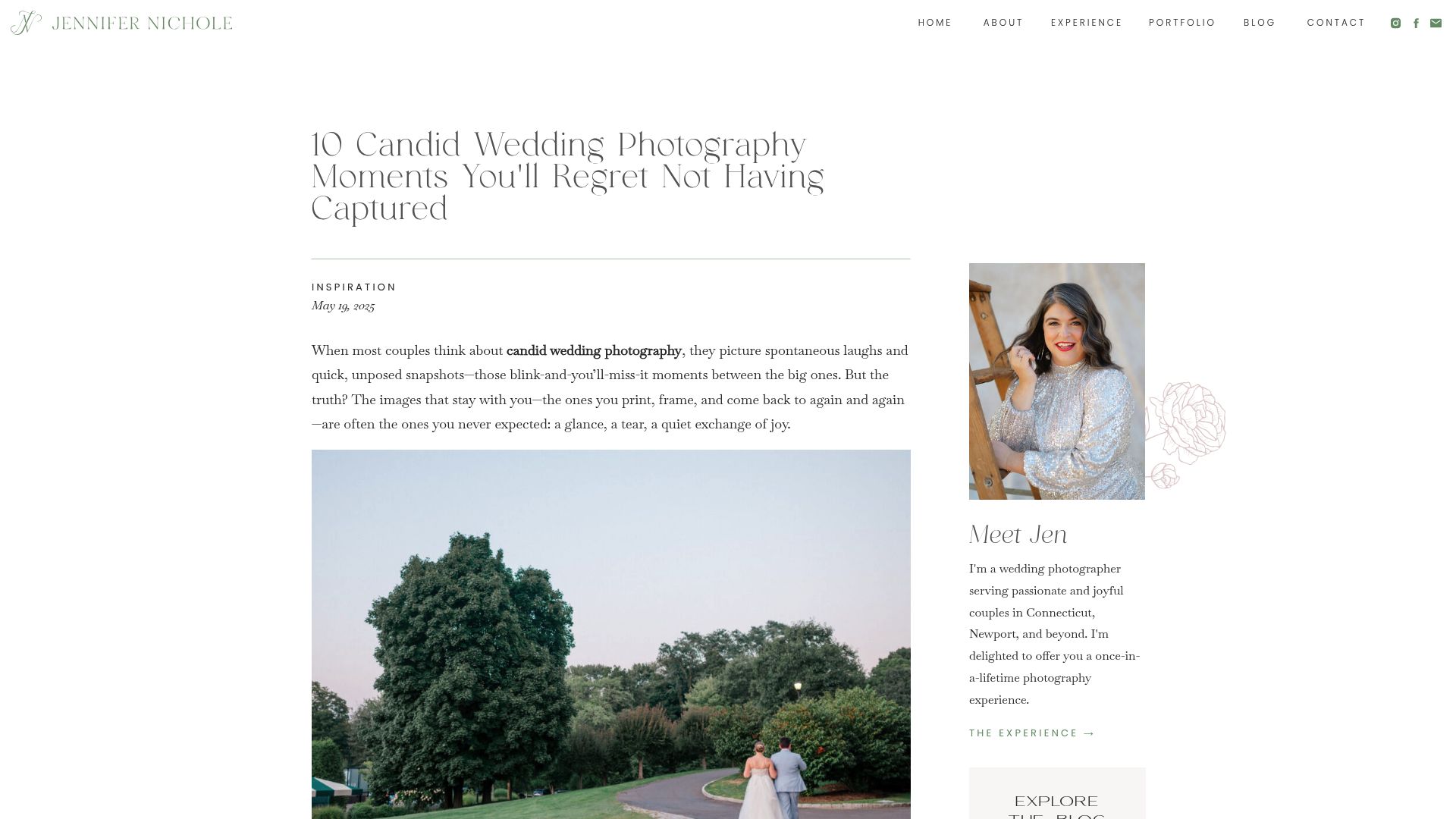 Close-up screenshot of a photography portfolio showing diverse candid wedding emotions
