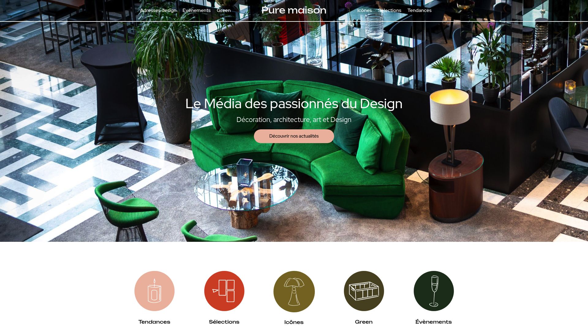 Screenshot of the website puremaison.fr showing lists of design books