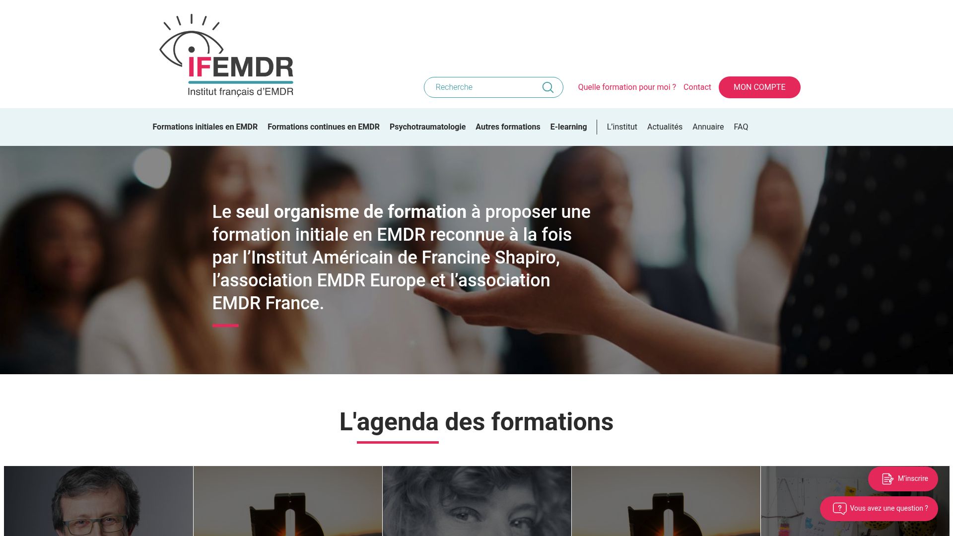 Screenshot of the IFEMDR website homepage showing resources about EMDR therapy