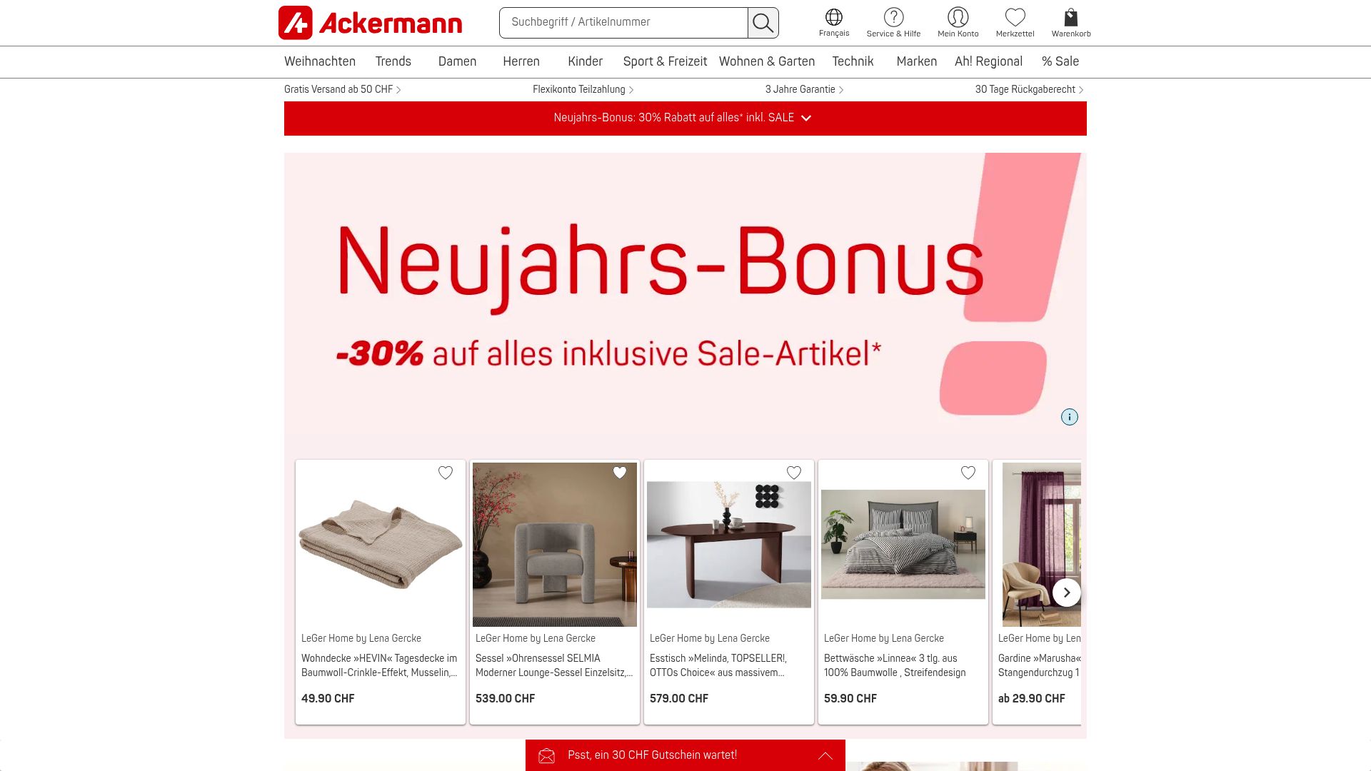 Screenshot of Ackermann website specifically the section showcasing their lemon tarts and seasonal cakes