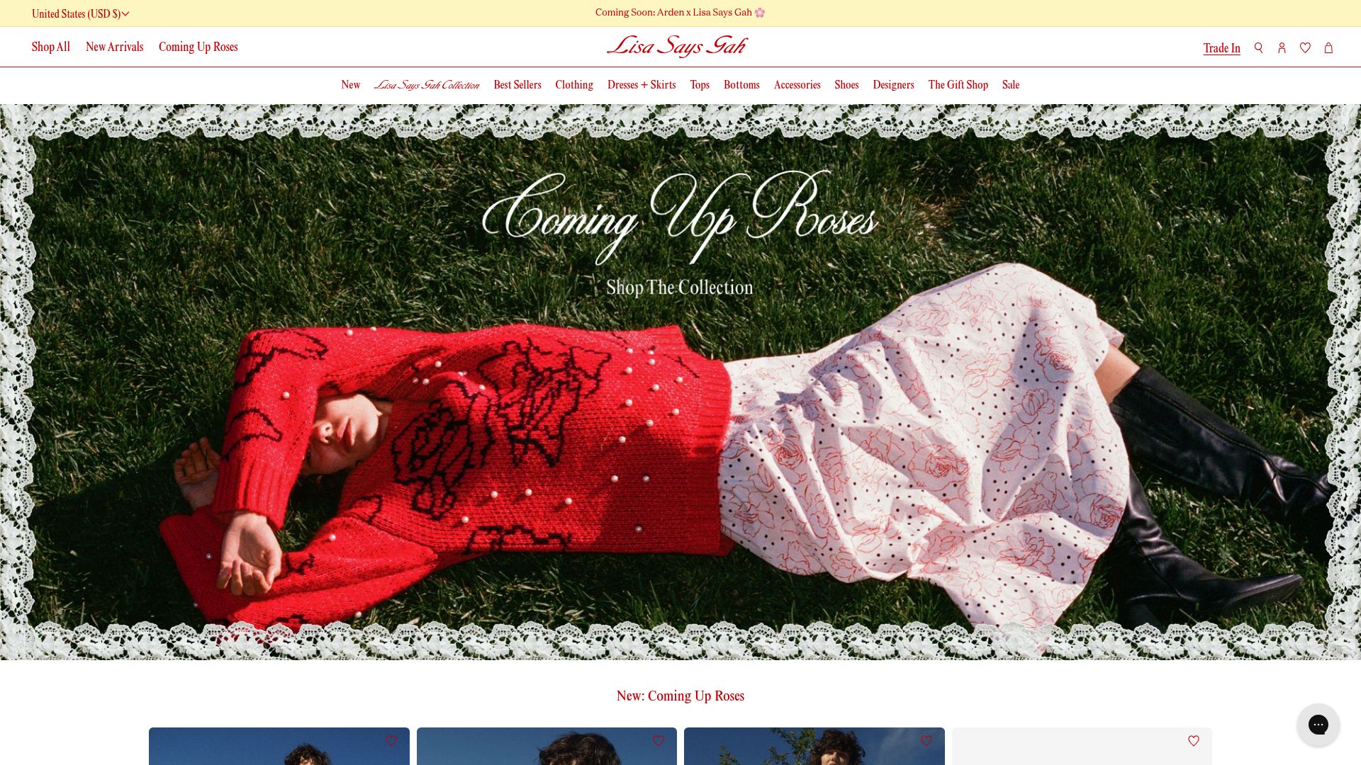 Homepage of Lisa Says Gah showing colorful retro inspired sustainable fashion items