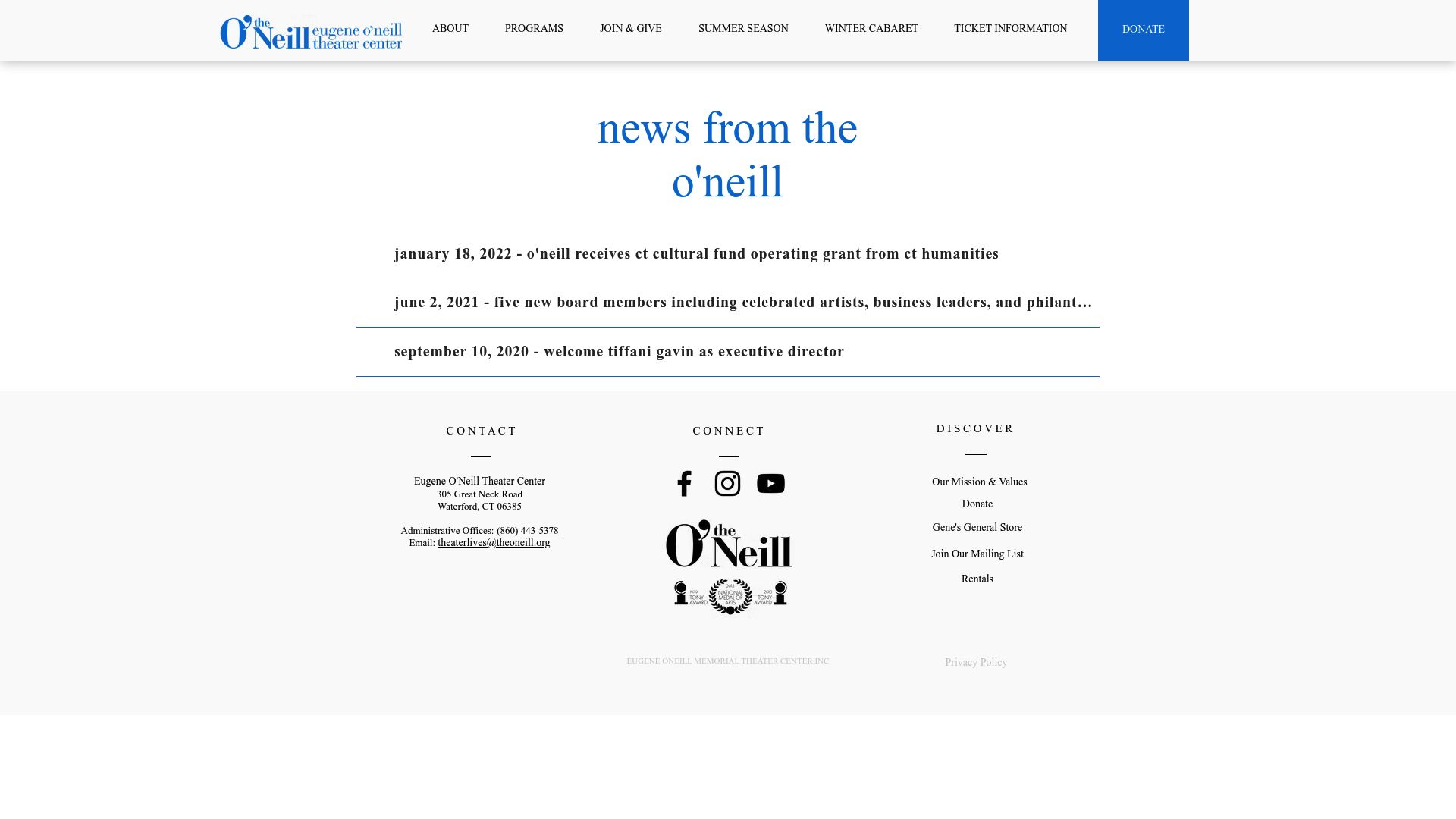 Screenshot of the Eugene O'Neill Theater Center National Playwrights Conference page.