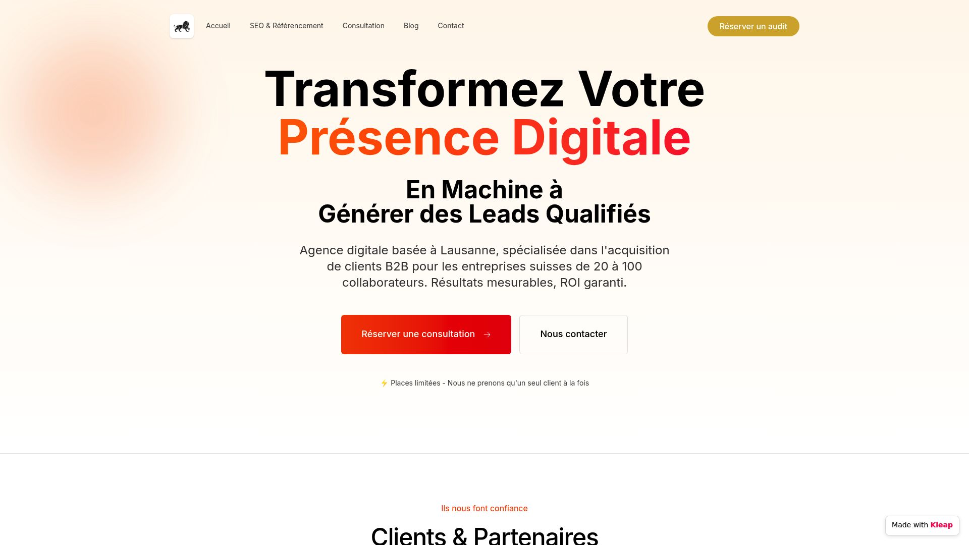 Screenshot of the Lions Creative homepage focusing on their value proposition Screenshot of the Lions Creative homepage focusing on their value proposition