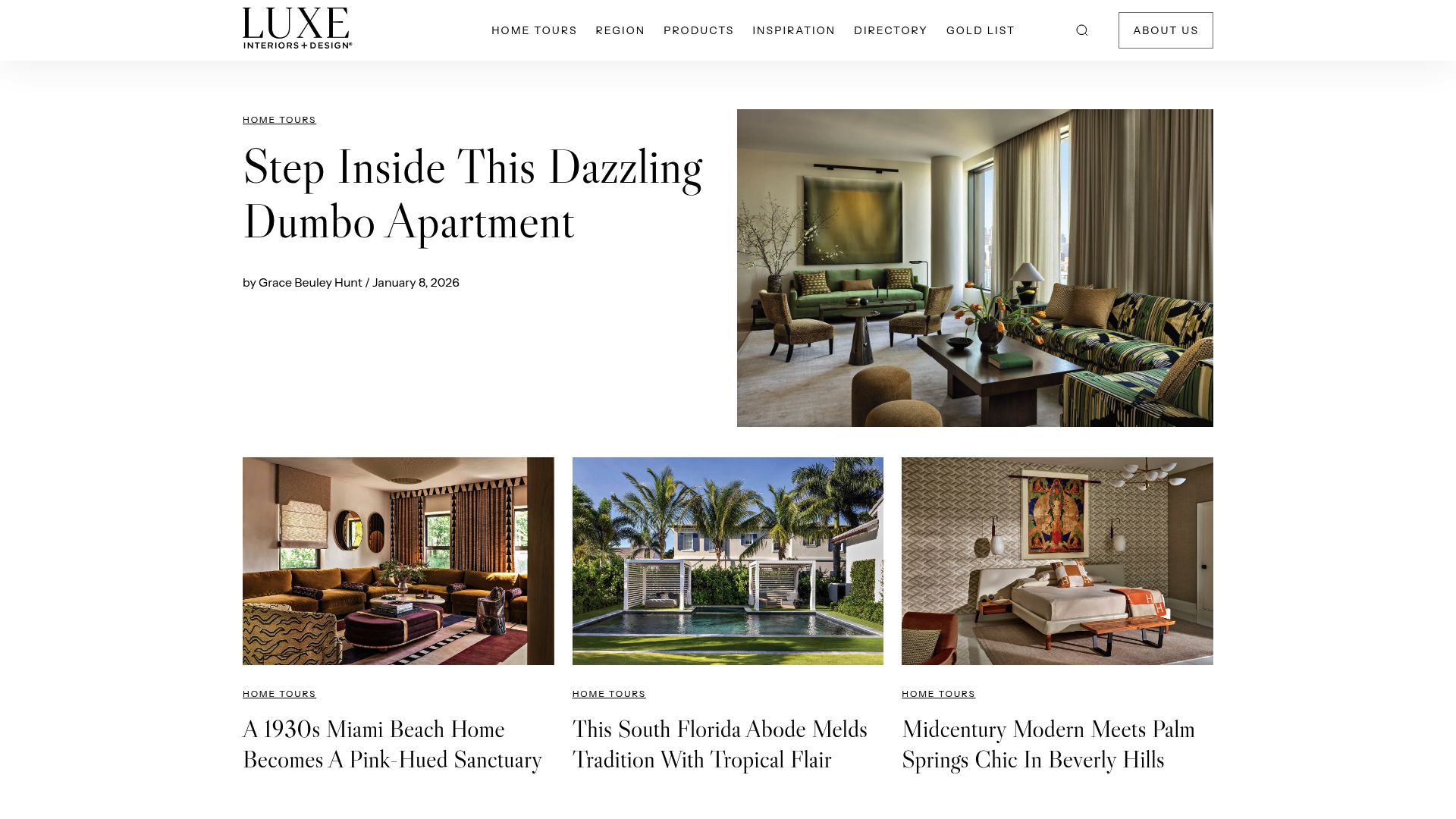 Screenshot of Luxe Source article discussing California design books.