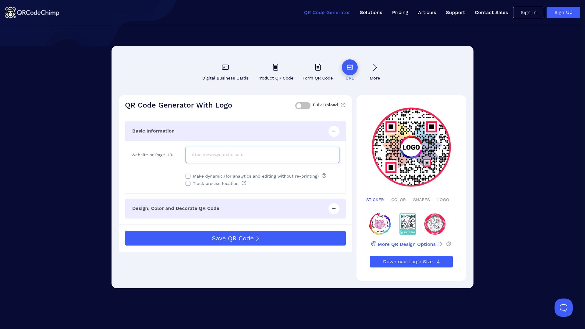 Screenshot of QRCode Monkey interface displaying color customization options