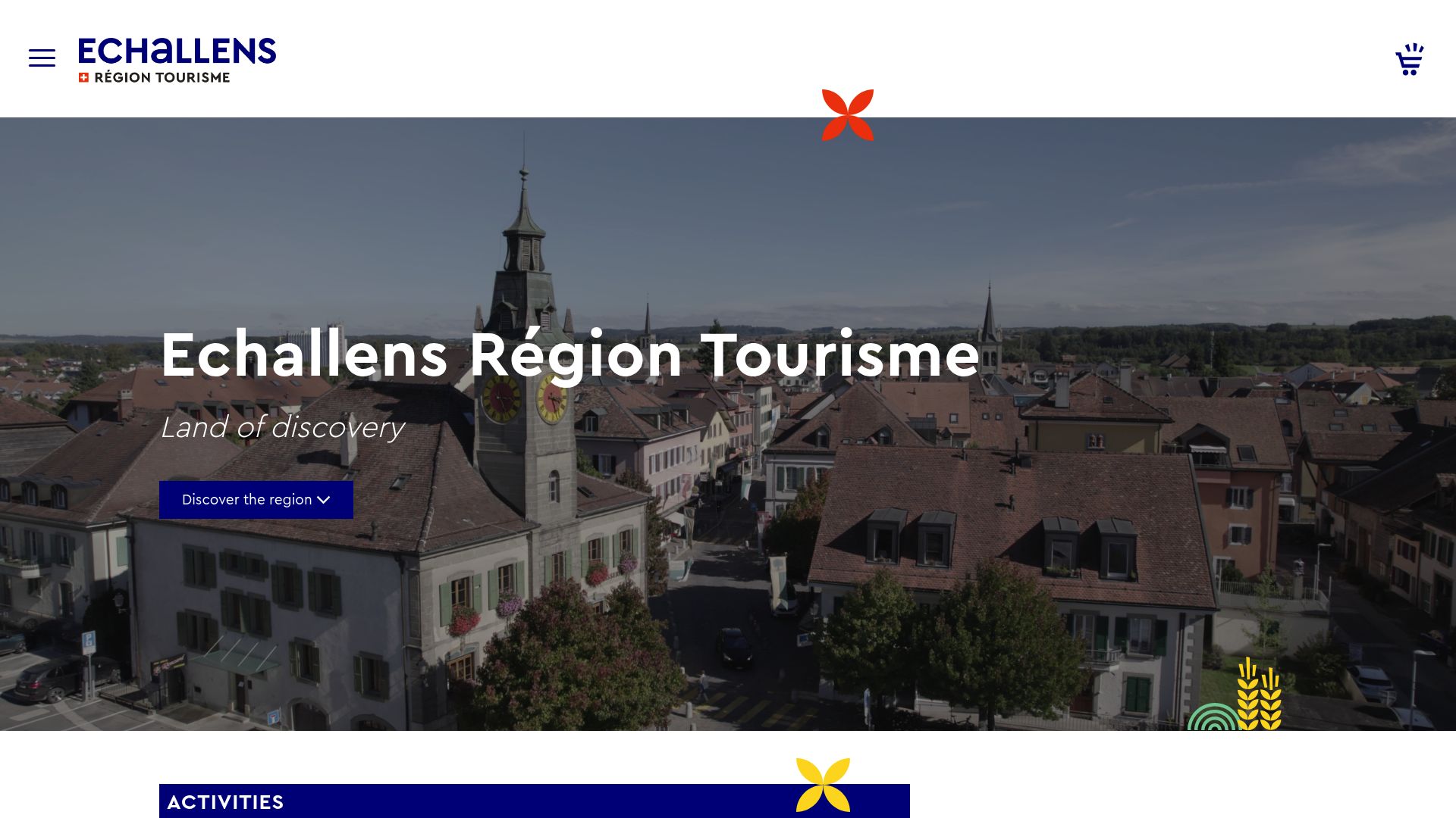 Screenshot of the Echallens Tourisme events page showing market dates