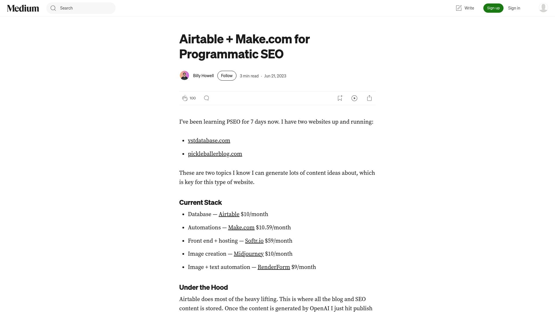 Airtable spreadsheet view showing rows of data ready for programmatic SEO syncing
