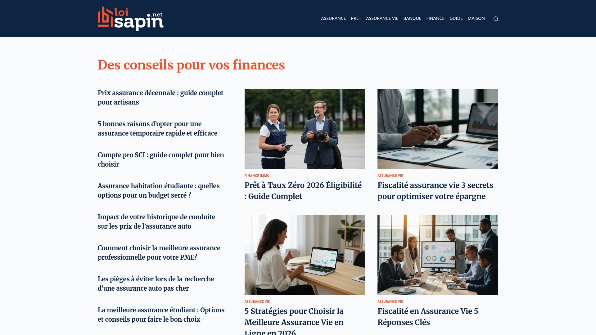 Screenshot of the top part of the article page from loisapin.net regarding professional injuries