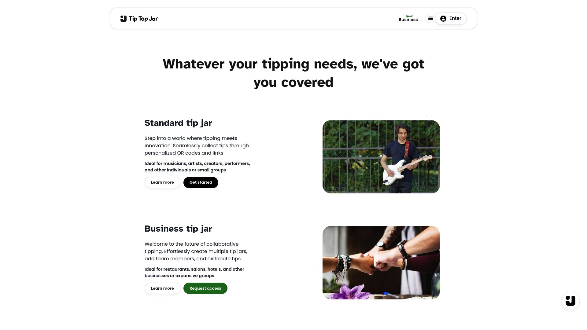 Tip Top Jar comparison page showing features