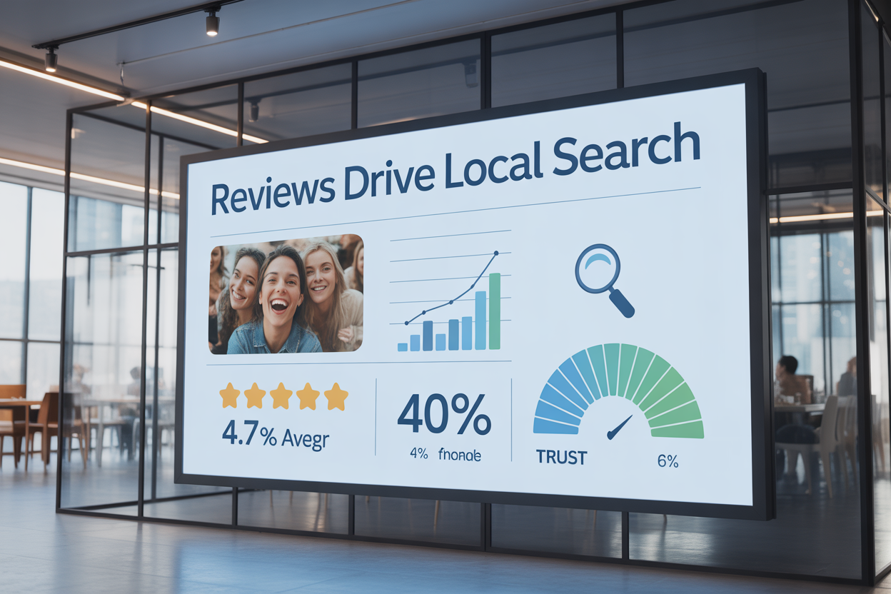 An infographic that breaks down the numbers on how much customer reviews affect local search ranks and what people trust.