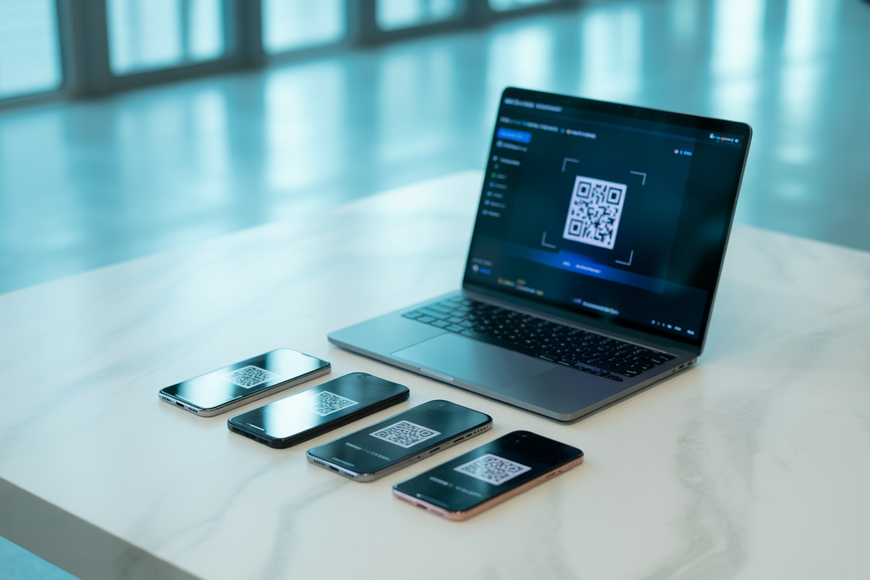 A chart comparing key features of different QR code generators, showing columns for static codes, dynamic codes, customization, and analytics for brands like QR Tiger, Scanova, and TQRCG.
