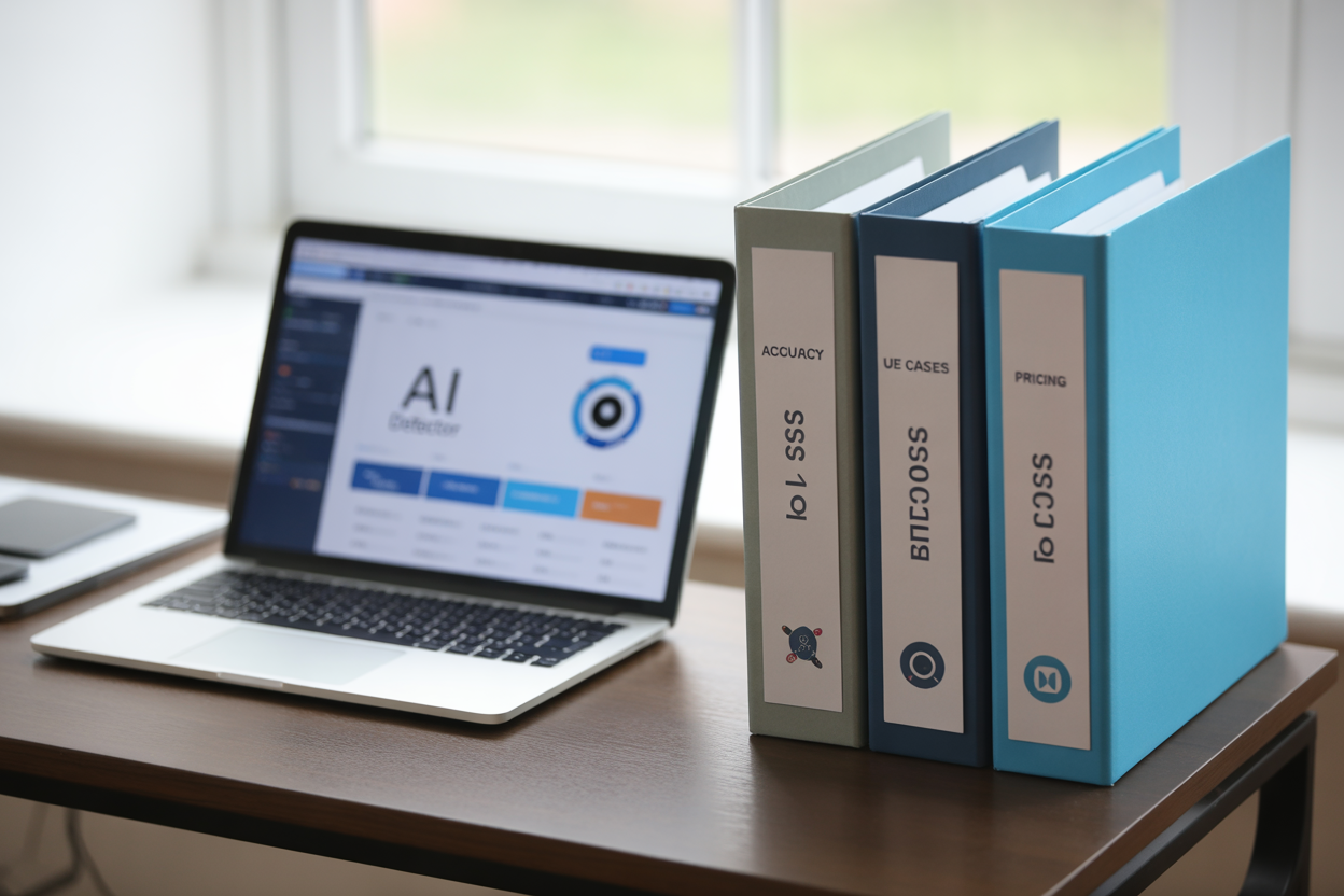 Tableau comparatif des 5 meilleurs AI detectors, montrant la précision, le cas d'usage principal, et le modèle de prix pour aider à la décision.