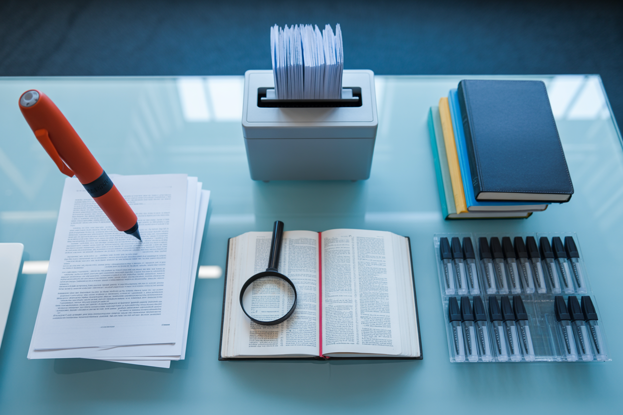 An infographic showcasing five key techniques for manual sentence rewriting, including active voice, conciseness, specific words, varied sentence length, and parallel structure. Each is shown with a simple icon and a short explanation.