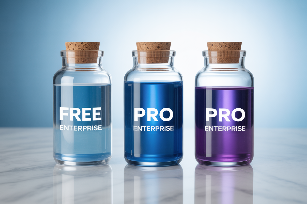 A chart that compares Gladia's Free, Pro, and Enterprise plans. It breaks down key features like monthly hours, language support, and hosting, and points out who each plan is best for.