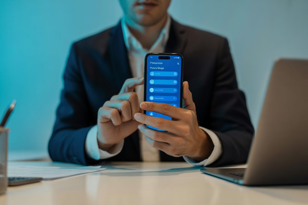 Infographic illustrating key mobile phone privacy risks and tips for businesses to protect user data.