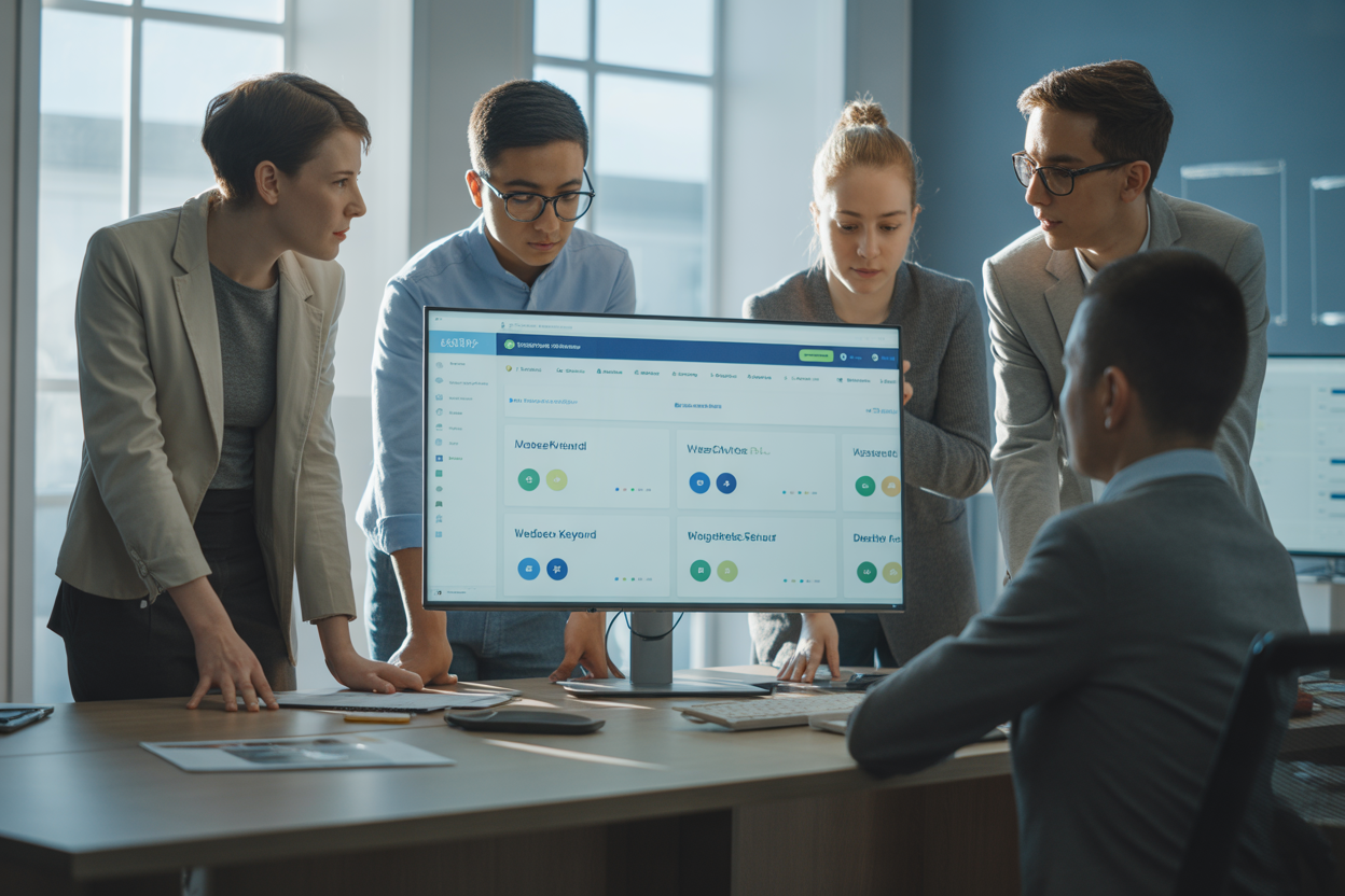 A simple chart that shows how automated keyword research works: the tool scans your competitors, finds keyword gaps, and then gives you a list of the best opportunities to go after.