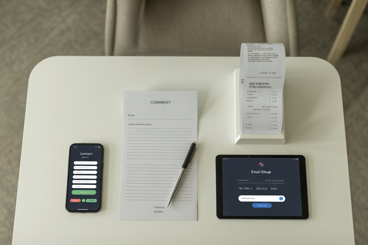 Here's an infographic showing the four main types of online forms every small business needs: Lead Capture, Feedback, Newsletter Signup, and Order Forms, each with its own icon.