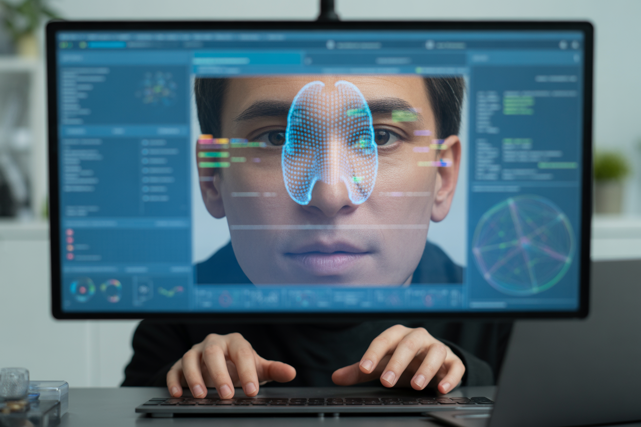 An infographic of a robot brain with labels pointing to different SEO tasks it handles automatically: 'Keyword Density', 'Meta Tags', 'Internal Linking', 'Readability Score', and 'Schema Markup'.