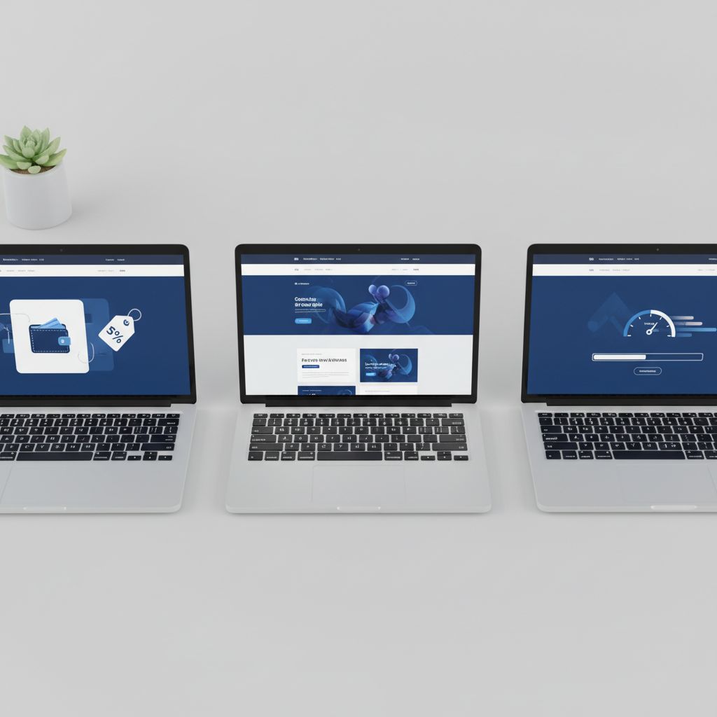 A comparison chart of Squarespace, Hostinger, and SITE123, showing their key strengths: Visual Design, Affordability, and Speed, respectively.