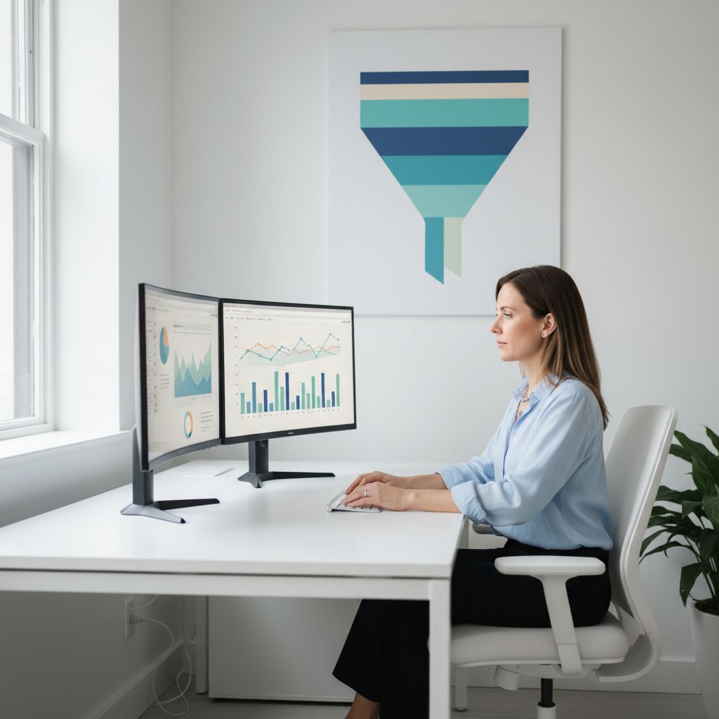 A chart showing the journey of a website visitor turning into a customer, with key conversion points highlighted: Arrives on Site, Sees Clear CTA, Fills Out Simple Form, Becomes Lead/Customer.