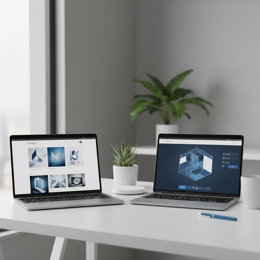 A chart comparing key features of Wix and Squarespace for portfolio websites, including AI capabilities, gallery options, and template design.