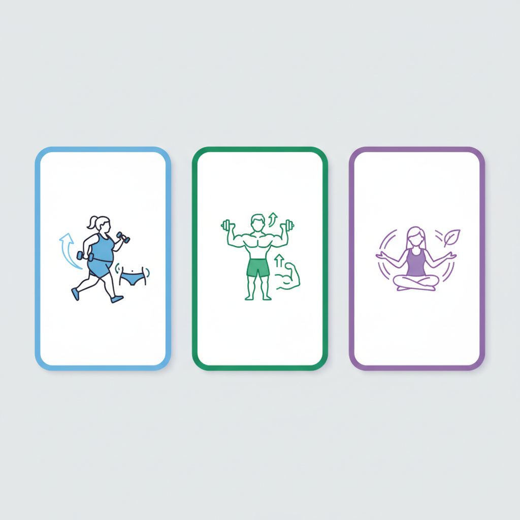 Tableau comparatif des types de salles de sport selon les objectifs : perte de poids, prise de masse, bien-être.