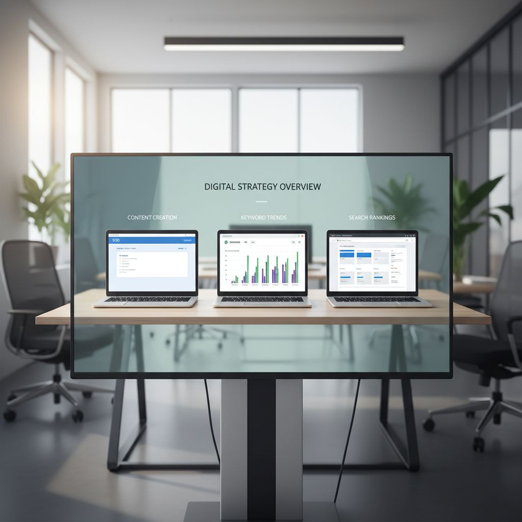 A comparison chart showing features of Surfer AI, including content editor, keyword research, and SERP analyzer.