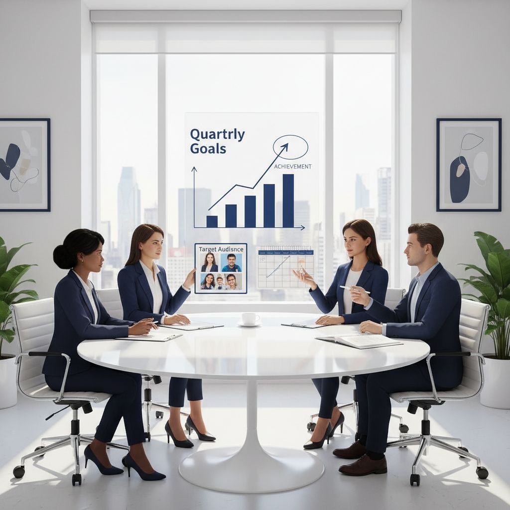 Diagramme circulaire montrant les étapes de la clarification des besoins : Définir les objectifs, Identifier les Cibles, Établir le Budget et le Calendrier.