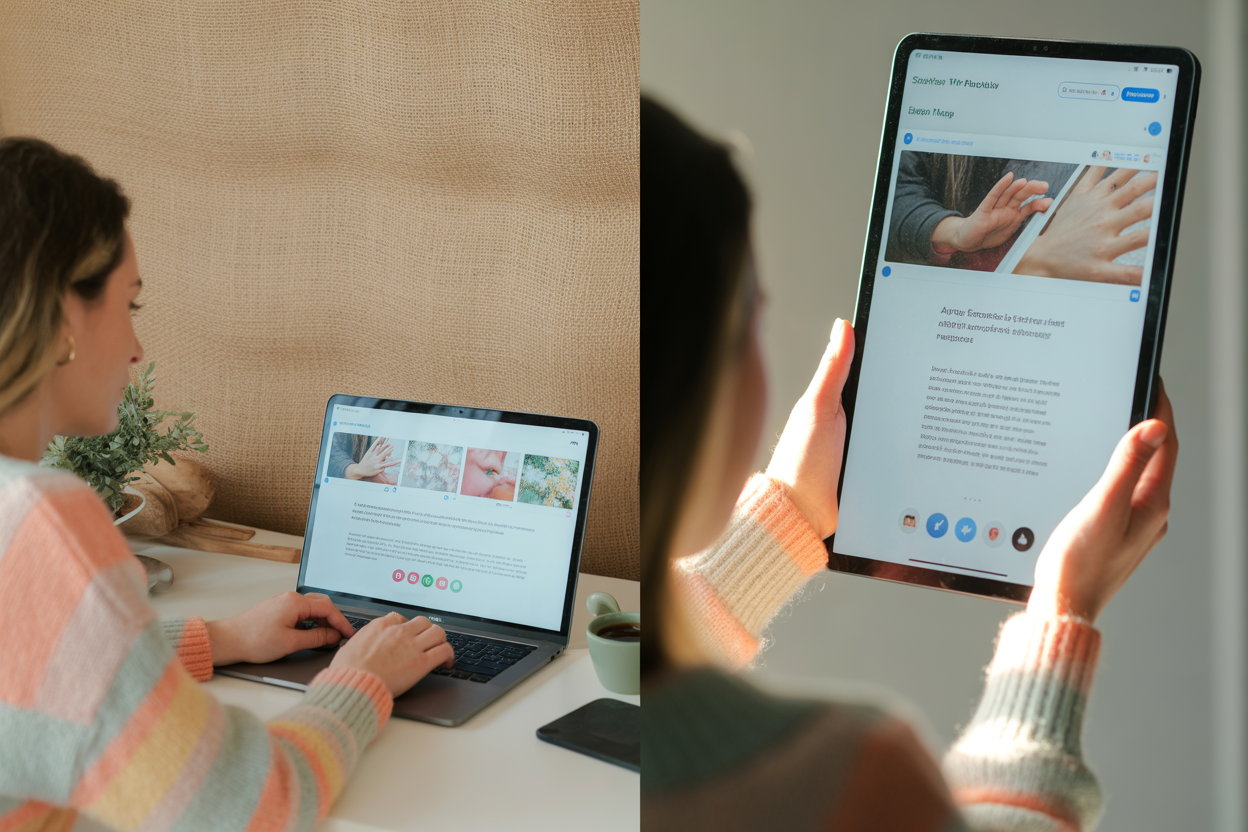 A diagram showing the workflow in Canva: 1. User enters a prompt in the AI generator. 2. Multiple image variations are created. 3. User drags and drops the chosen image into a social media template.