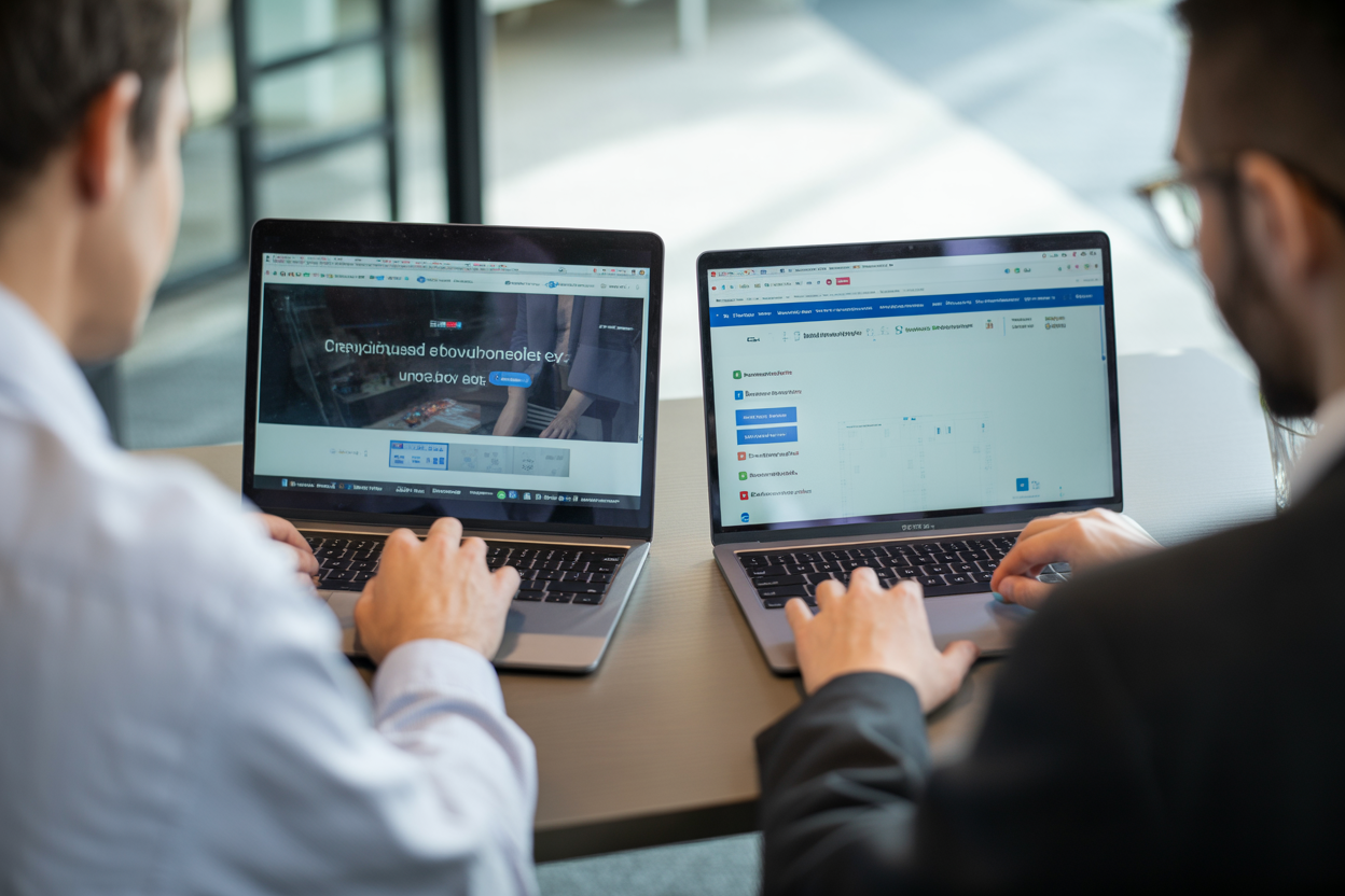 A diagram showing the difference between a live site (public) and a staging site (private) during a website migration.