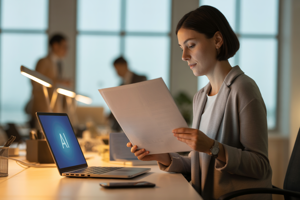 Schéma illustrant comment un outil IA automatise un processus métier, de la réception d'un document à l'extraction de données et à l'action finale.