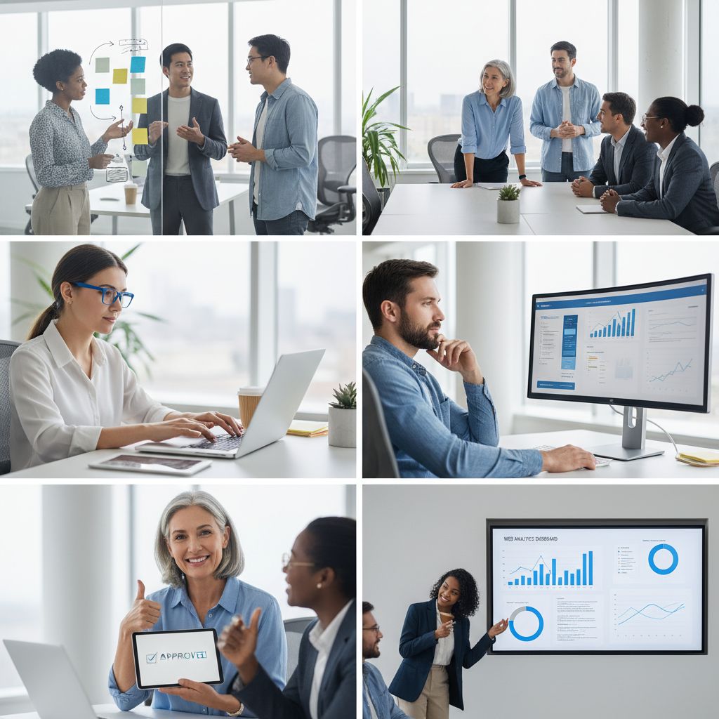 A flowchart that breaks down the 6-step AI content editing process: from planning and drafting to AI checks, human review, approval, and finally, checking how it all performs.