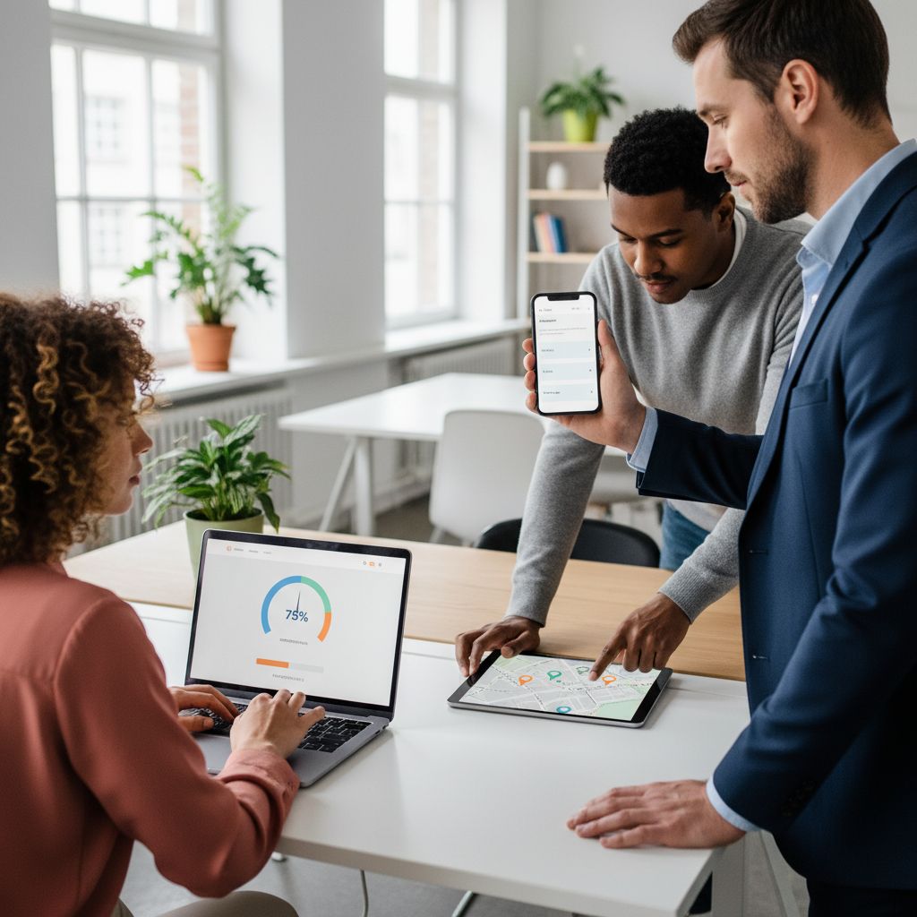 A simple diagram with 'AI Website Builder' in the middle, connected to bubbles for 'Mobile Optimization', 'Fast Loading Speed', and 'Local SEO' to show how the platform just handles all that stuff for you.