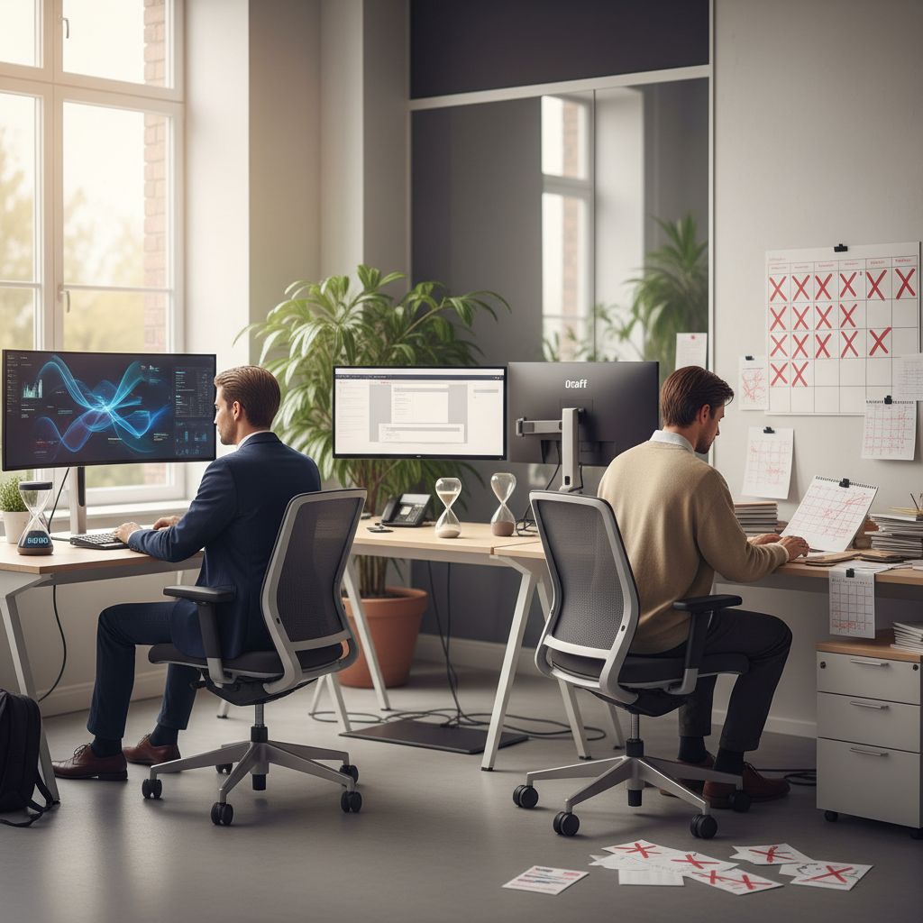 A workflow diagram contrasting content creation speed: AI generates a draft in minutes, a human editor refines it in hours, while a human writer takes days to write from scratch.