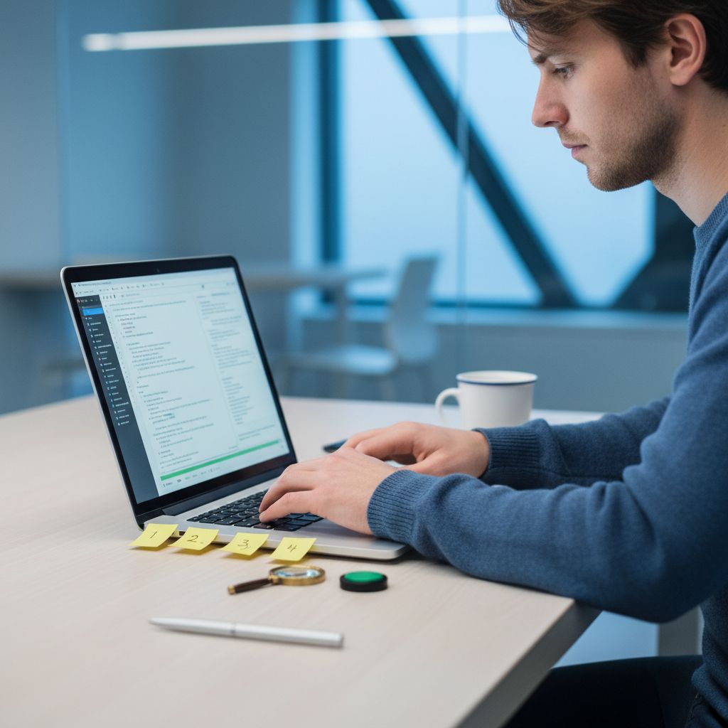 A simple diagram that walks through the automated technical SEO process: 1. Automated Crawl, 2. Error Identification, 3. One-Click Fixes, and 4. Re-Crawl & Verification.