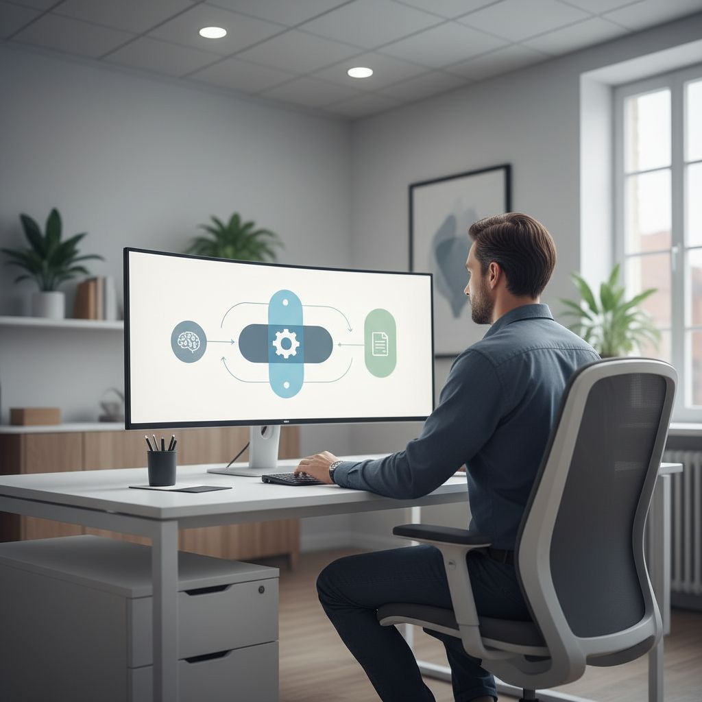 A flowchart showing the AI content process: 1. Input Keywords -> 2. AI Generates Draft -> 3. AI Optimizes (Meta, Schema, Keywords) -> 4. Publish. Compared to a more complex manual flowchart.