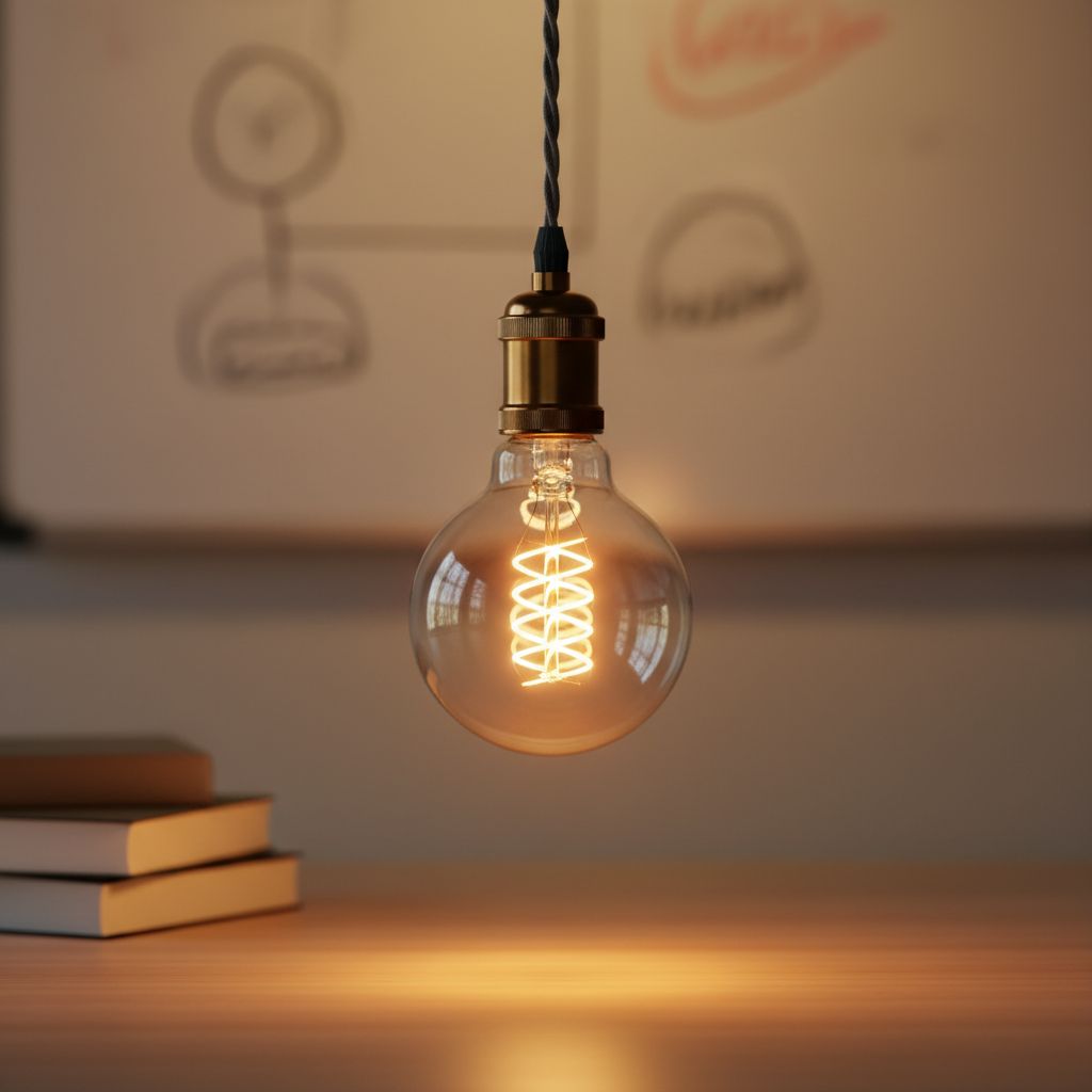 Une ampoule lumineuse symbolisant une idée brillante, le 'Aha moment' de la découverte de la valeur d'un produit.