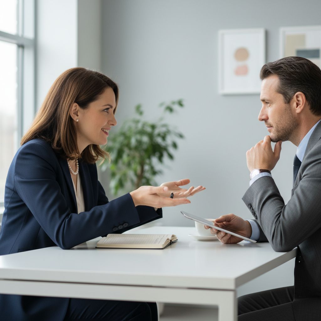 Une discussion simple et directe entre un conseiller et son client. C'est l'illustration parfaite de l'importance d'une bonne communication et d'une relation de proximité.