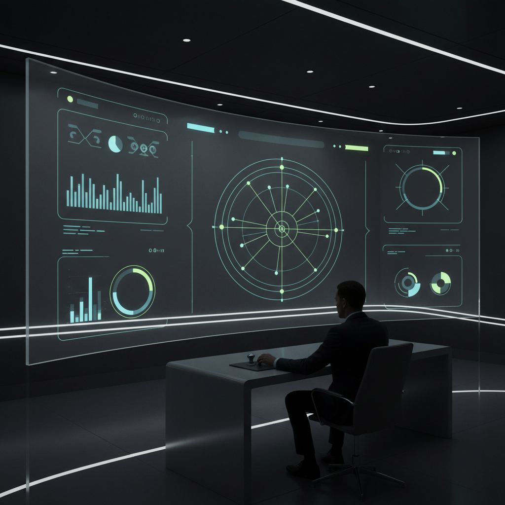 A glimpse of a sleek, futuristic website dashboard with clean data visuals, giving off a vibe of modern power and total control.
