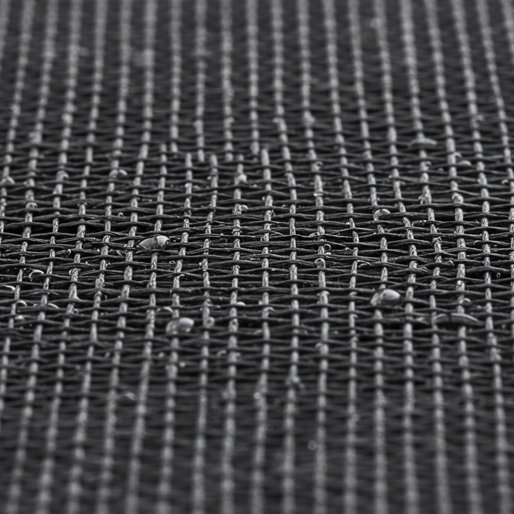 Gros plan sur la maille fine et résistante d'une toile de moustiquaire de haute qualité, montrant sa texture et sa durabilité.