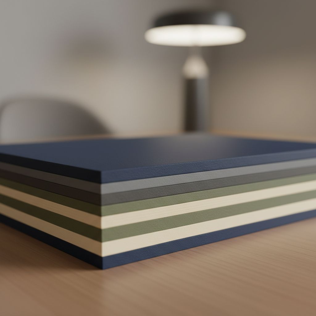 Une pile de flyers de haute qualité avec une finition mate, montrant la texture et l'épaisseur du papier.