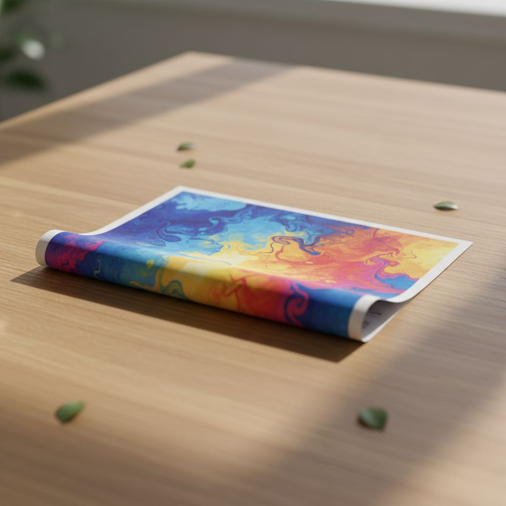 Imaginez un flyer publicitaire au look moderne et plein de couleurs, qui attire l'œil sur une table en bois chaleureuse.