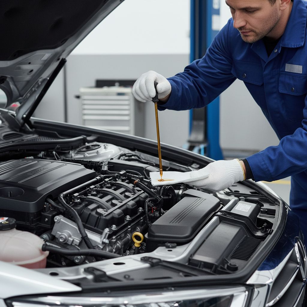 Un mécanicien vérifiant le niveau d