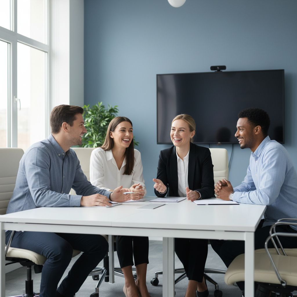 A diverse group of people from around the world collaborating and smiling, representing a global audience for a website.